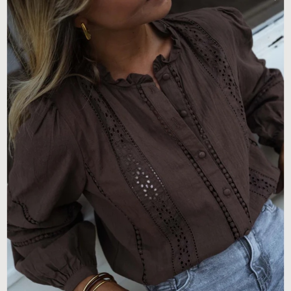 Elegant Brown Button-Up Blouse
